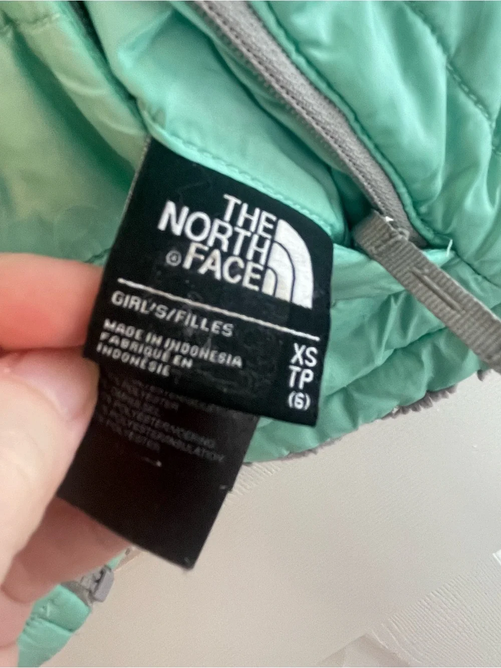 The North Face Girls' Teal Puffer Jacket with Gray Trim